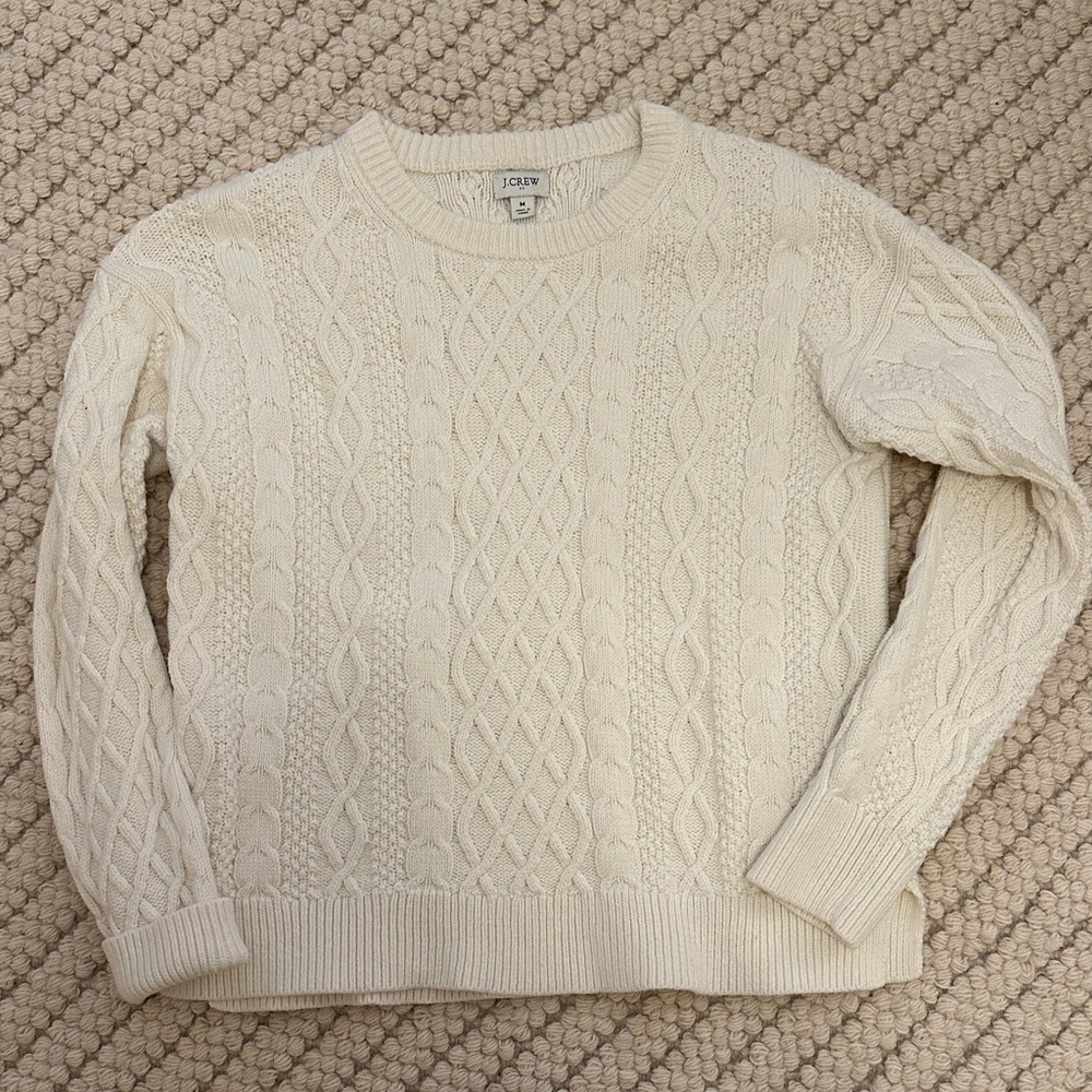 J. Crew Ivory Cable Knit Sweater